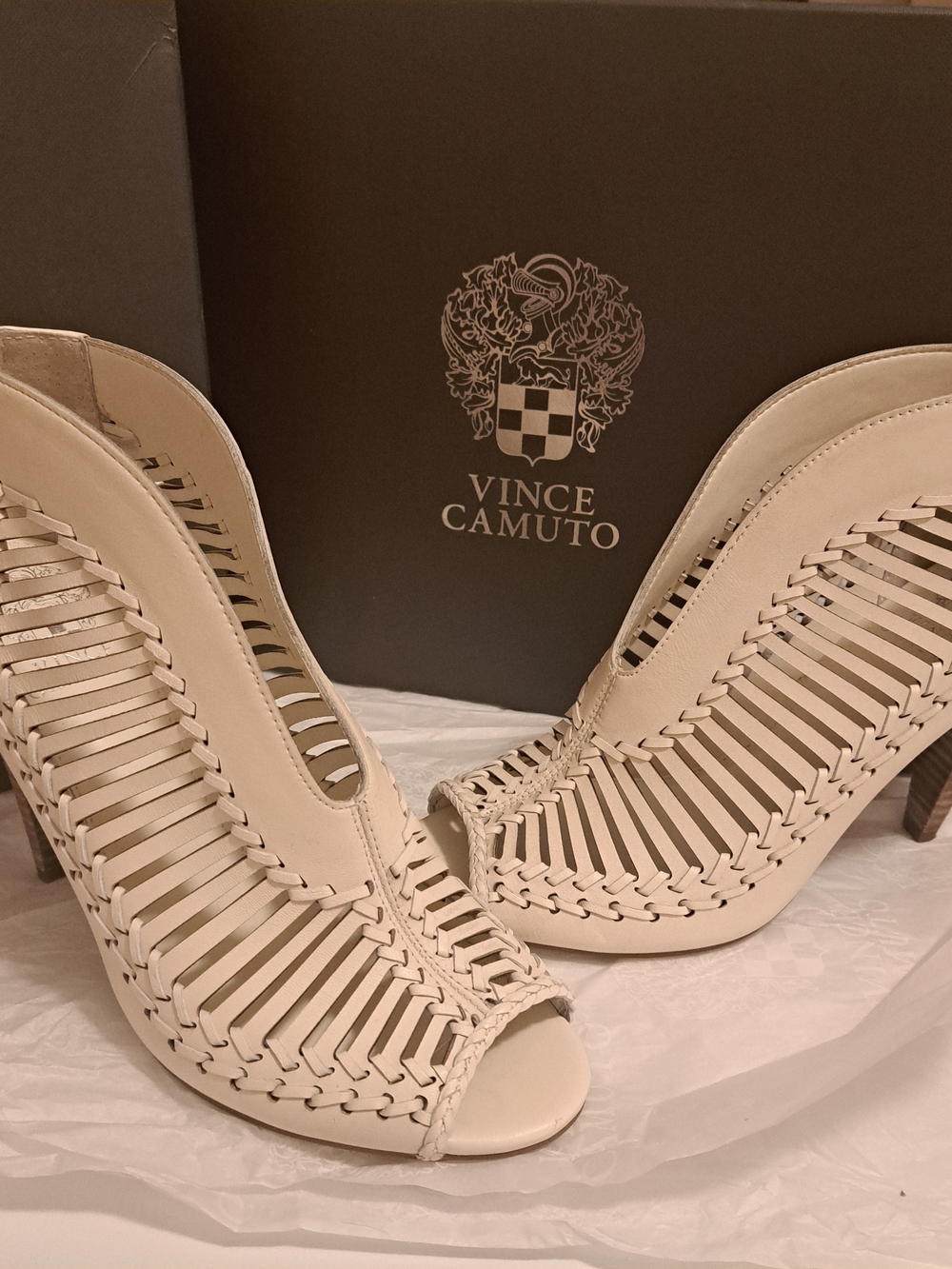 Vince Camuto Warm White Heeled ACHA Bootie - Elegant Women's Shoes Size 7.5 M